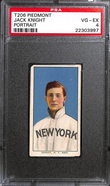 Lot of 3 NY Yankees 1909-11 T206 Cards - Jack Knight (PSA 4), Hal Chase (BVG 2.5), Hal Chase (BVG 2.0)